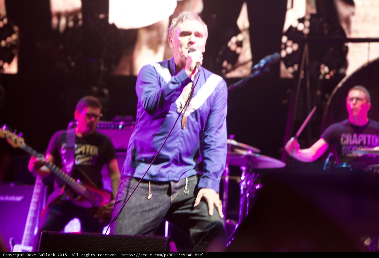Morrissey Singing Blue Shirt Necklaces Bassist Glasses Capitol Tee Drummer Glasses Capitol Tee Smiths Screen