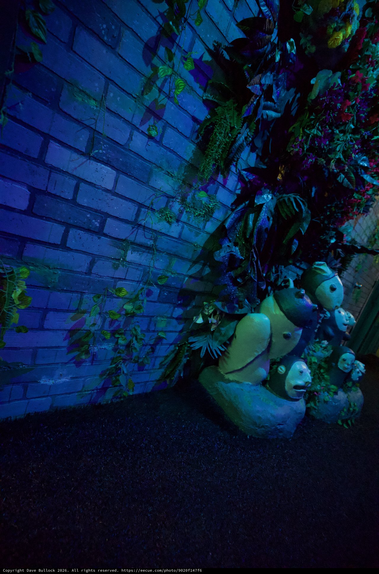 Surreal Blue-Lit Garden Sculptures at Night