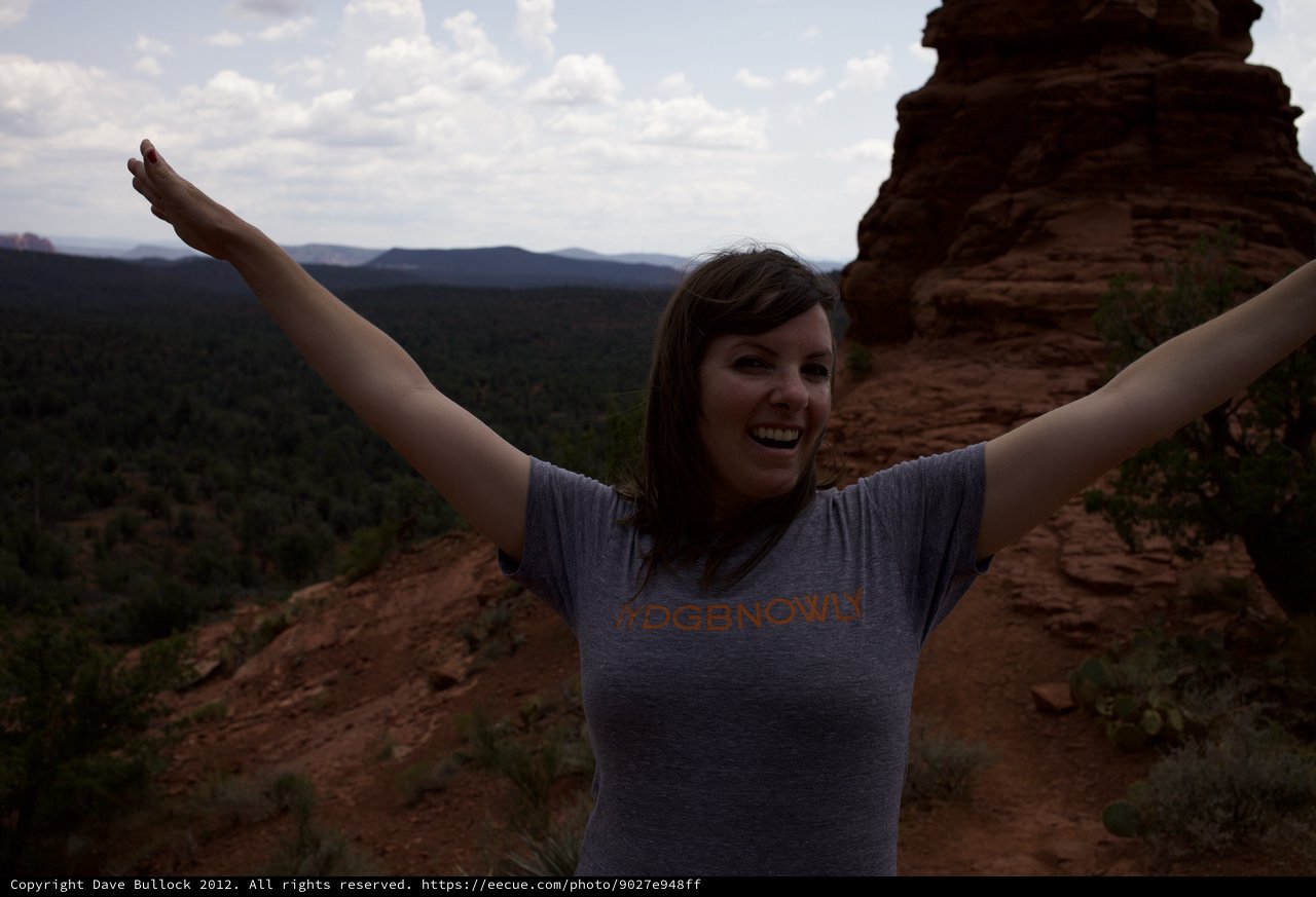 Triumphant Hiker Celebrates Atop Sedona Red Rock