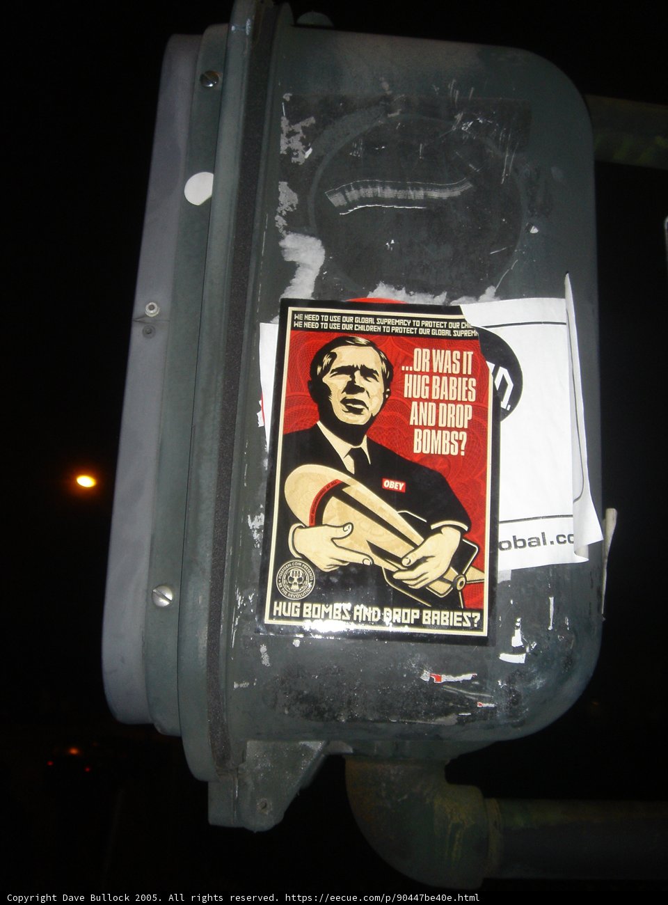 George W. Bush's Face Sticker on Traffic Light
