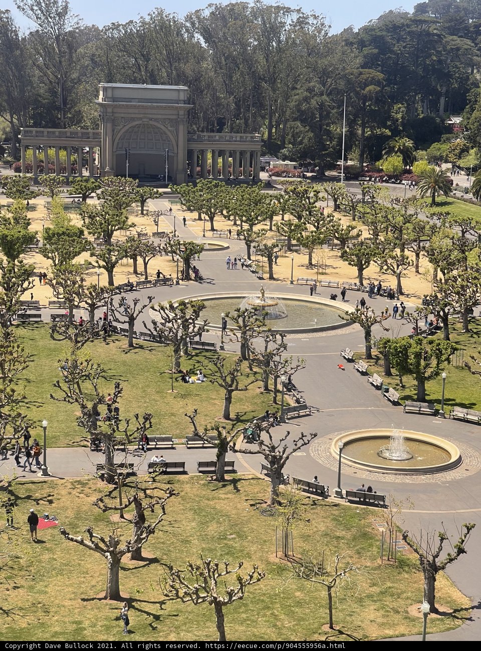 People Enjoying a Sunny Day at San Francisco's Music Concourse