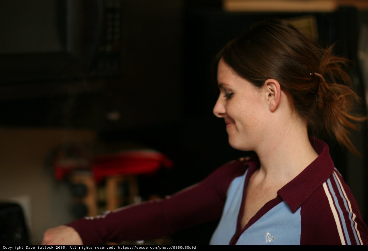 Woman in Profile Smiling Indoors in 2006