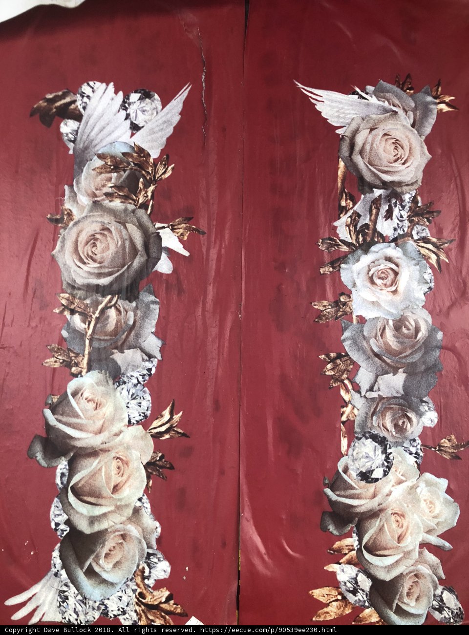 Roses and Gold on Red