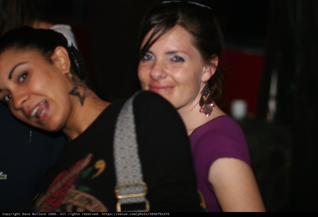 Two Women Smiling at a Nightclub Party