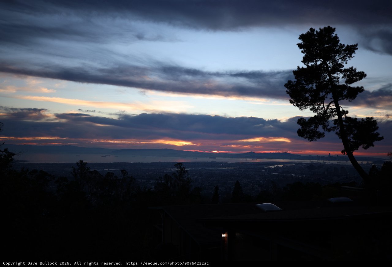 Dramatic Sunset Over San Francisco Bay from Berkeley Hills