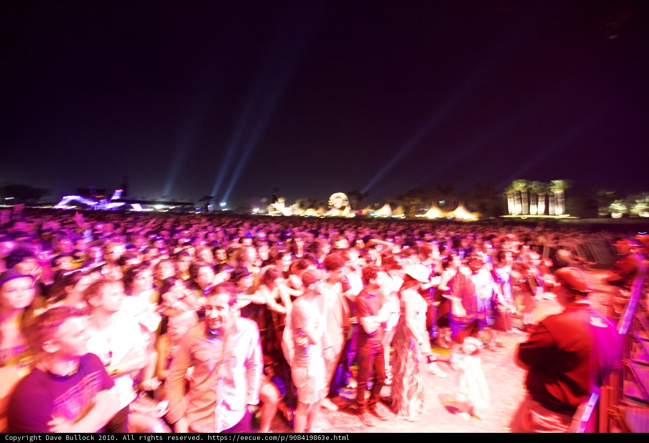 Nighttime Crowd at Coachella Concert