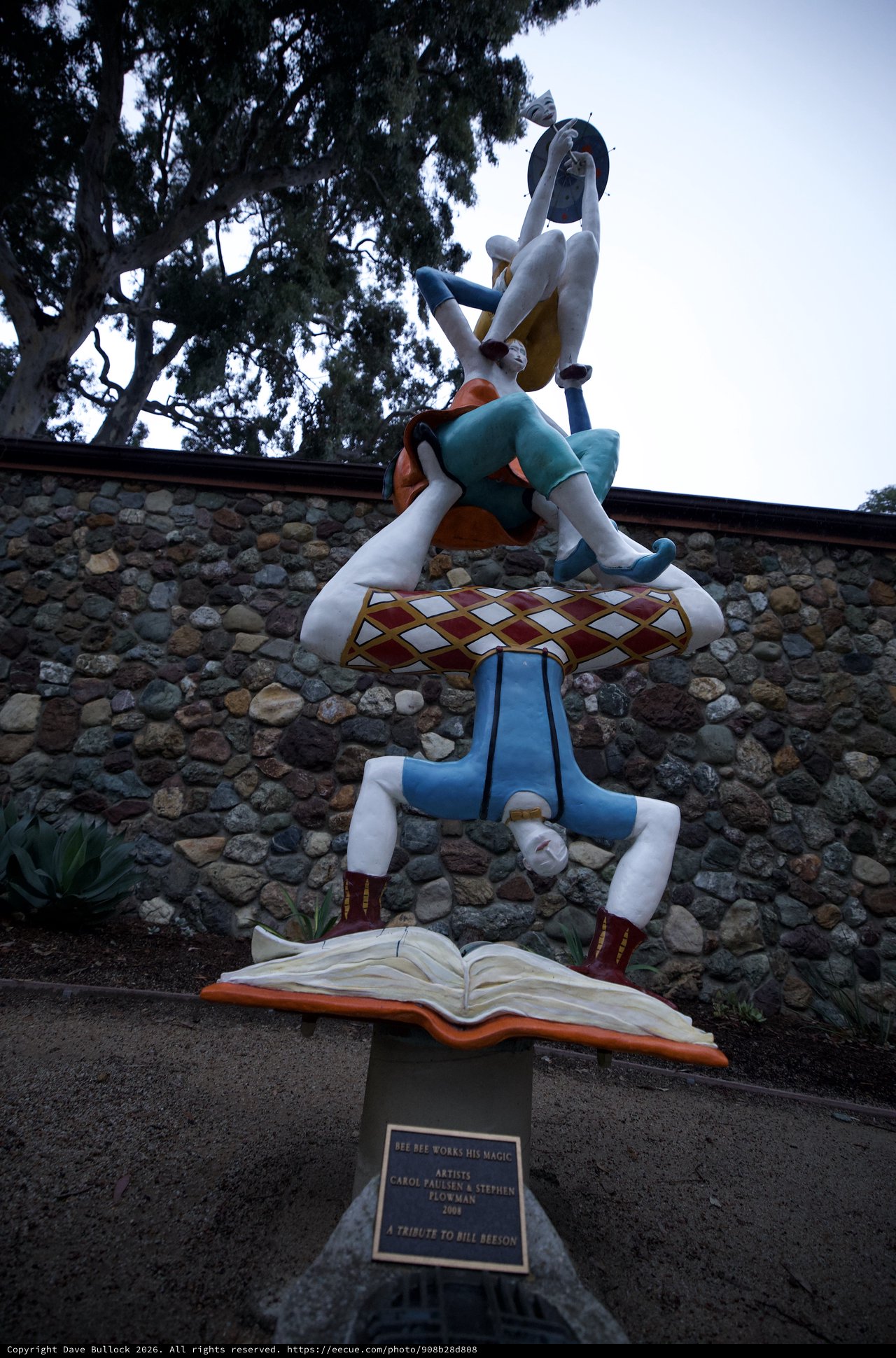 Whimsical Acrobatic Book Sculpture at Dusk