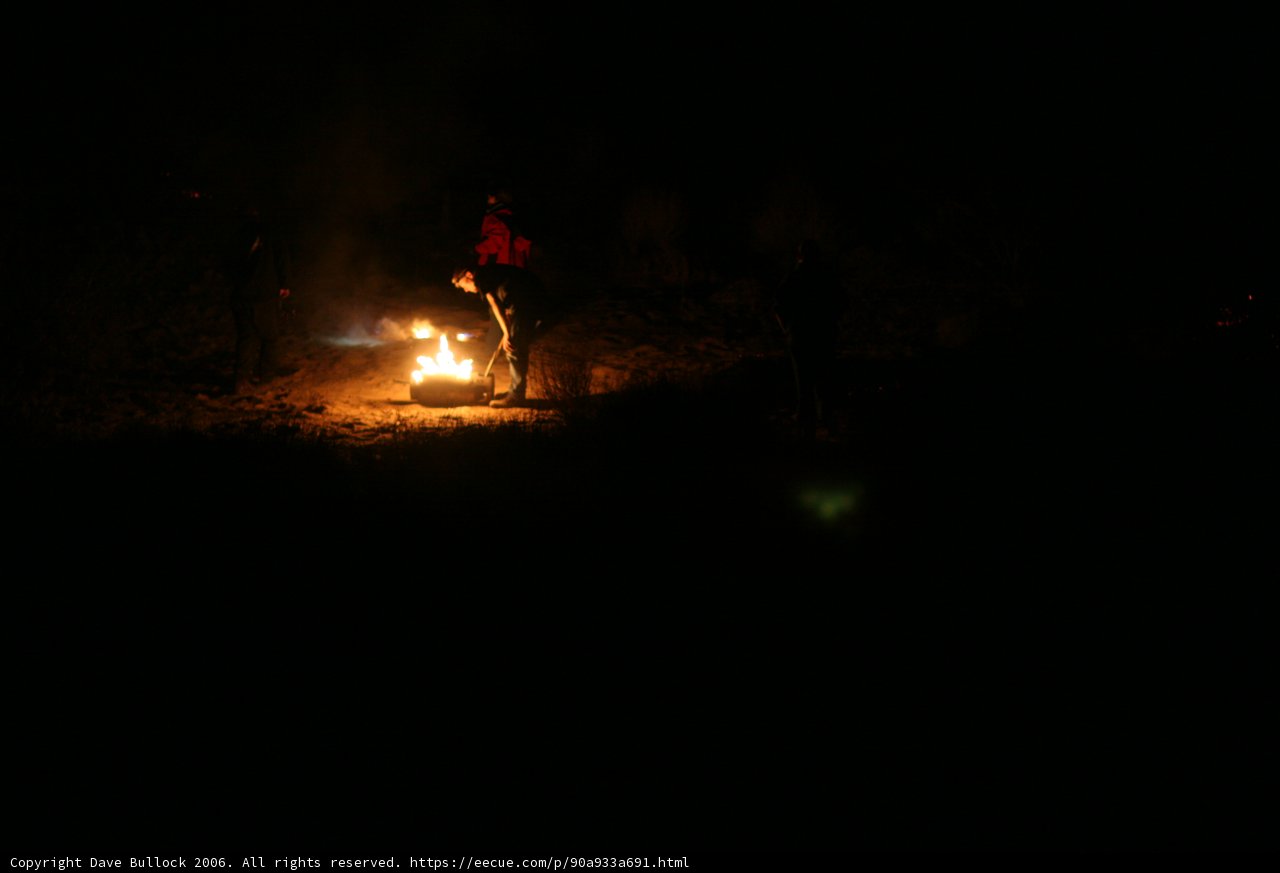 Nighttime Bonfire Gathering