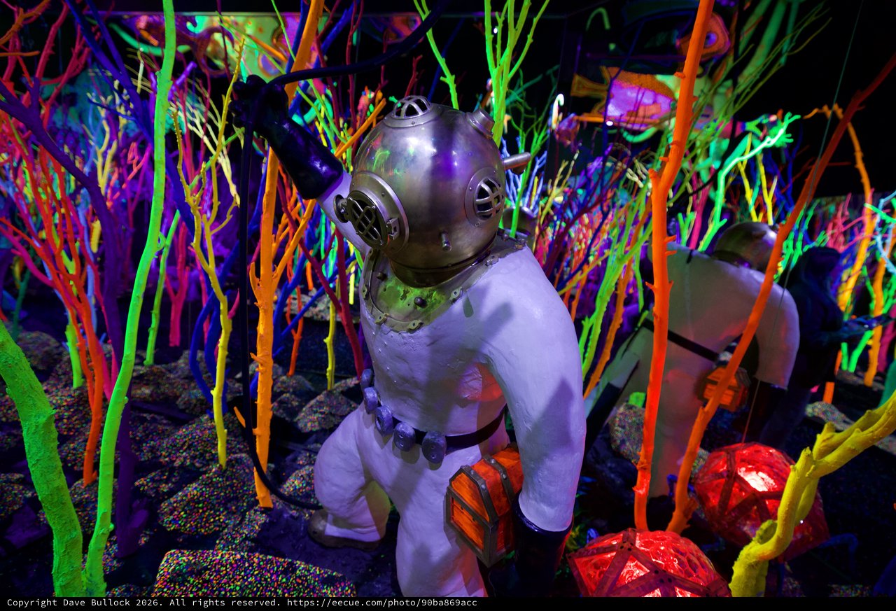 Deep Sea Diver in Neon Underwater Fantasy World