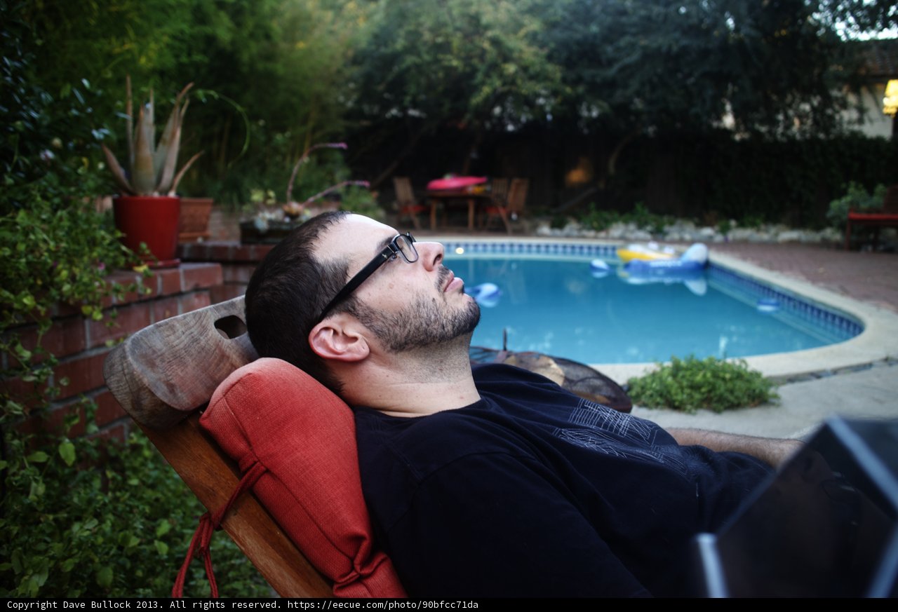 Relaxing by the Pool with a Furry Friend