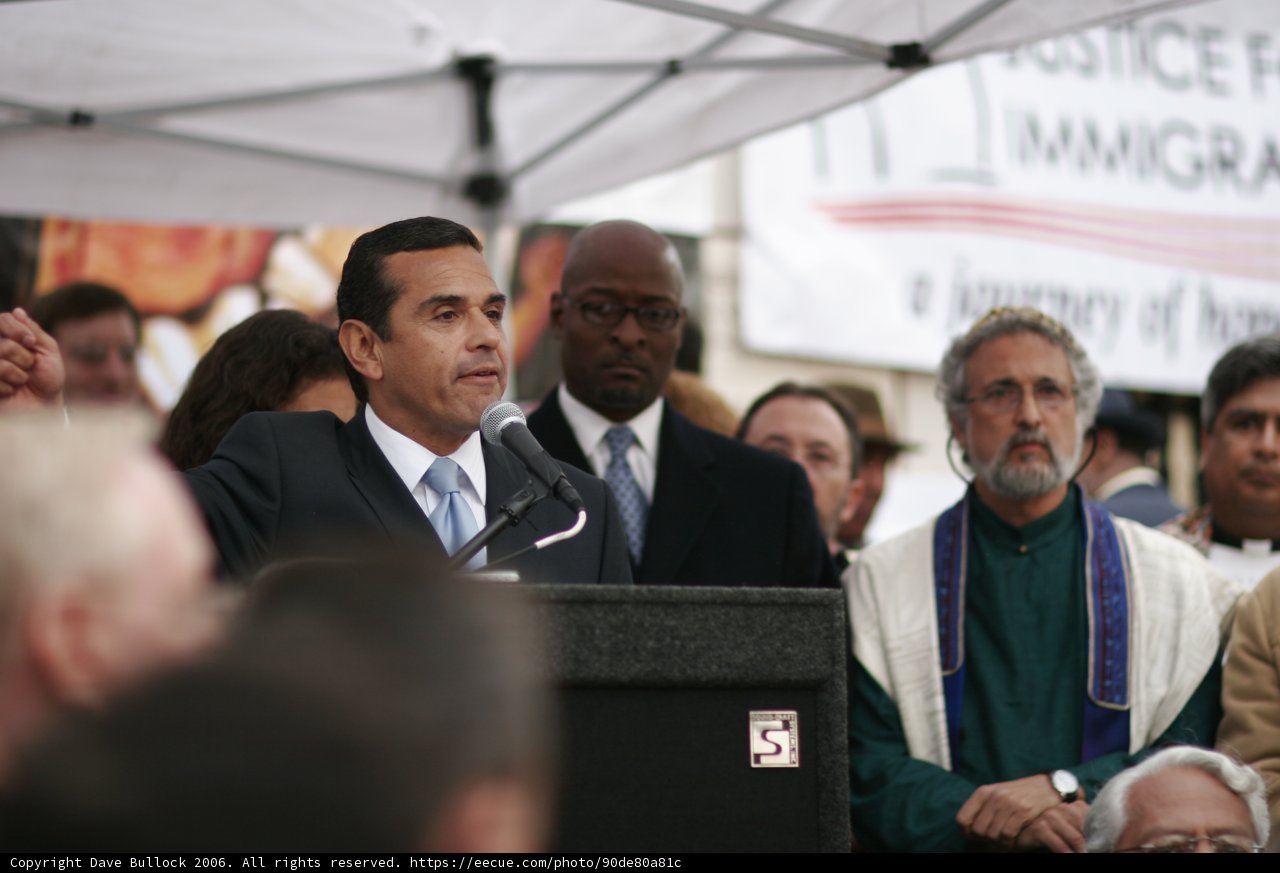 Antonio Villaraigosa Addresses a Crowd at a Rally