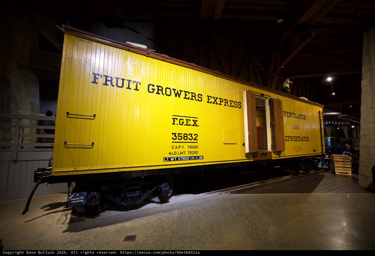 Vintage Fruit Growers Express Refrigerator Railway Car on Display