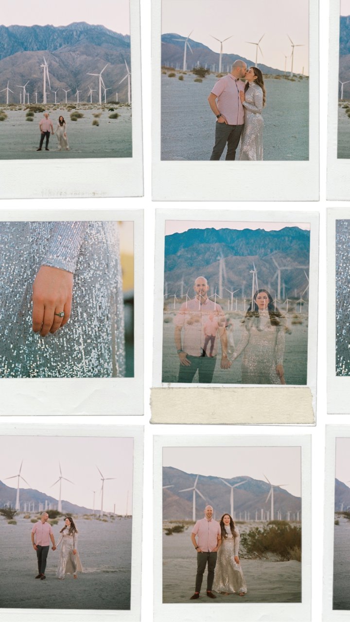 Romantic Desert Wind Farm Engagement Session