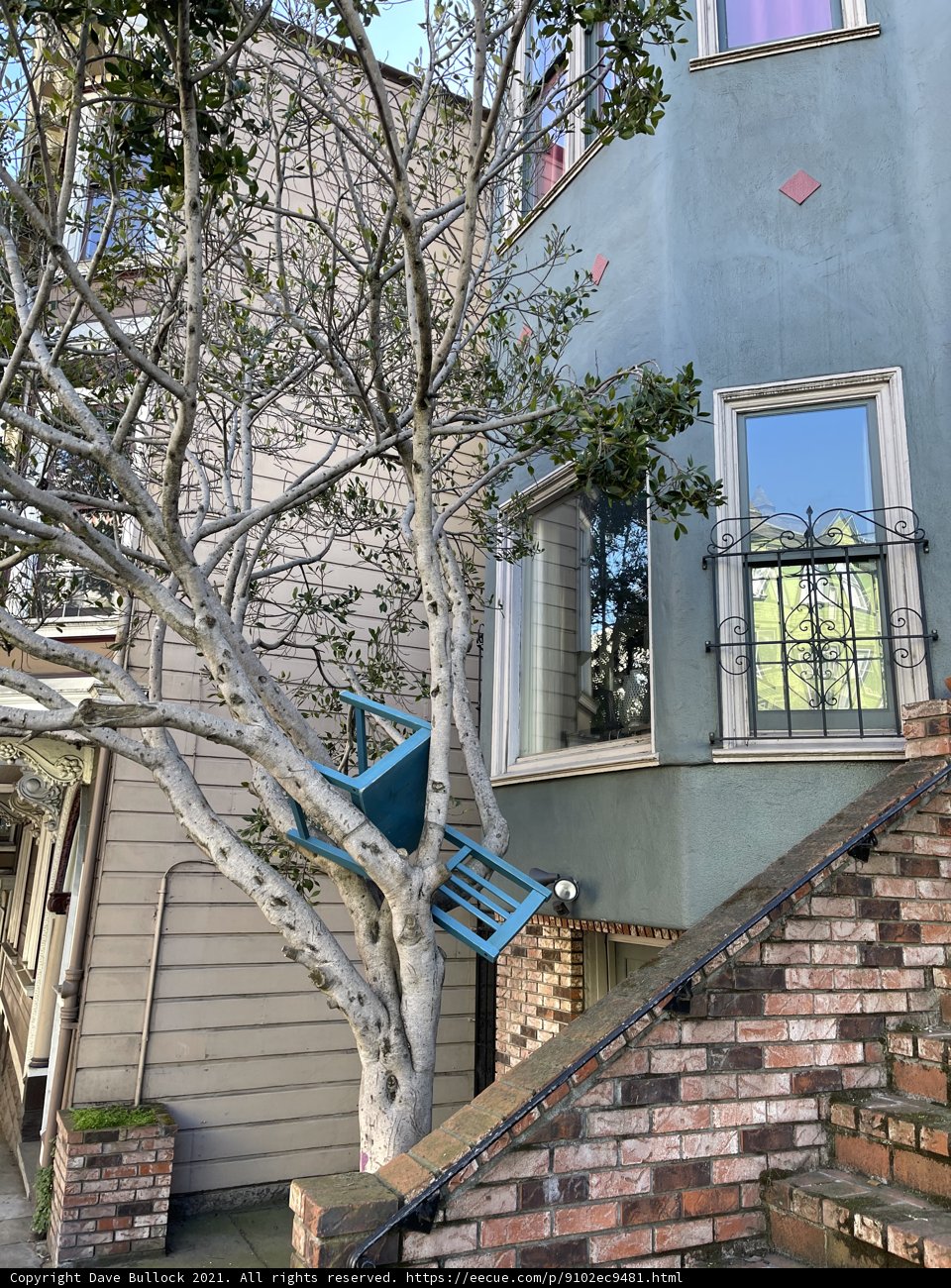 Blue Chair on Urban Steps