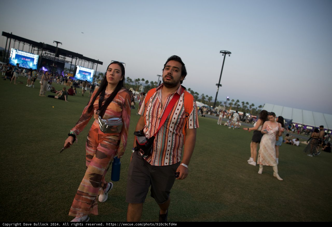 Festival Vibes: Evening Stroll at Coachella 2024