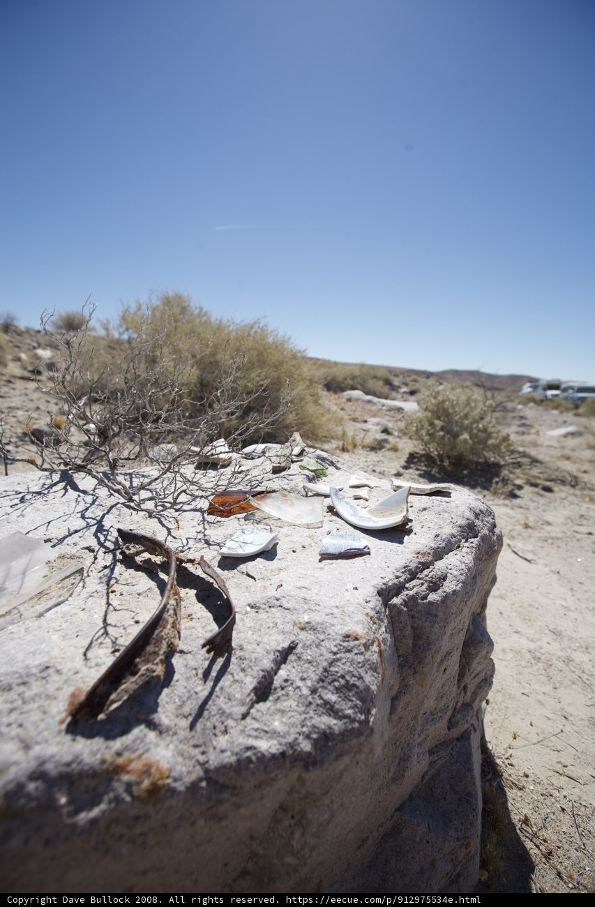 Broken Glass on Rocky Terrain