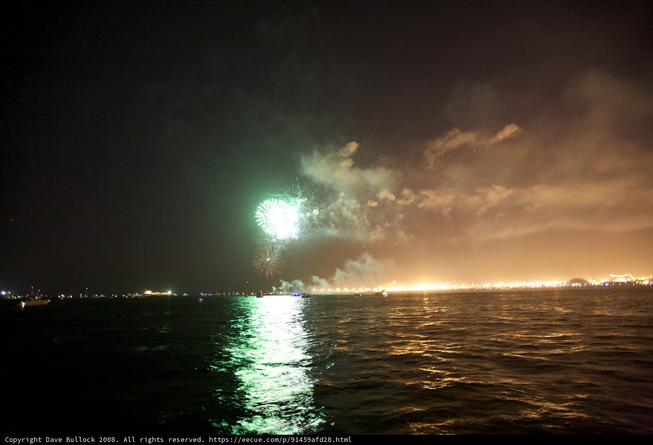 Fireworks Reflections on the Ocean