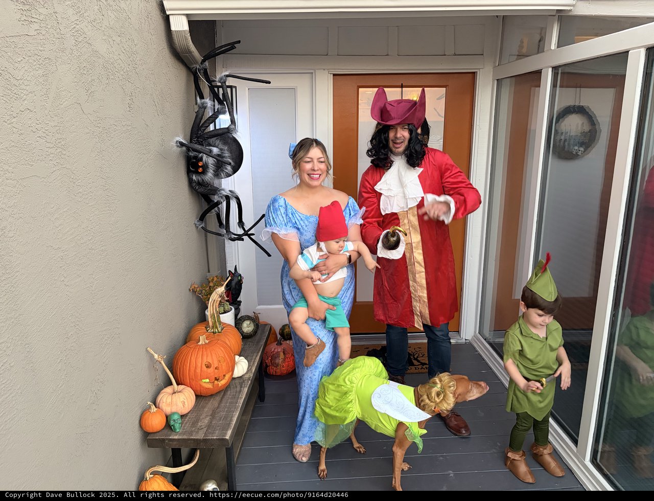 Family Peter Pan Halloween Costume Front Porch Photo