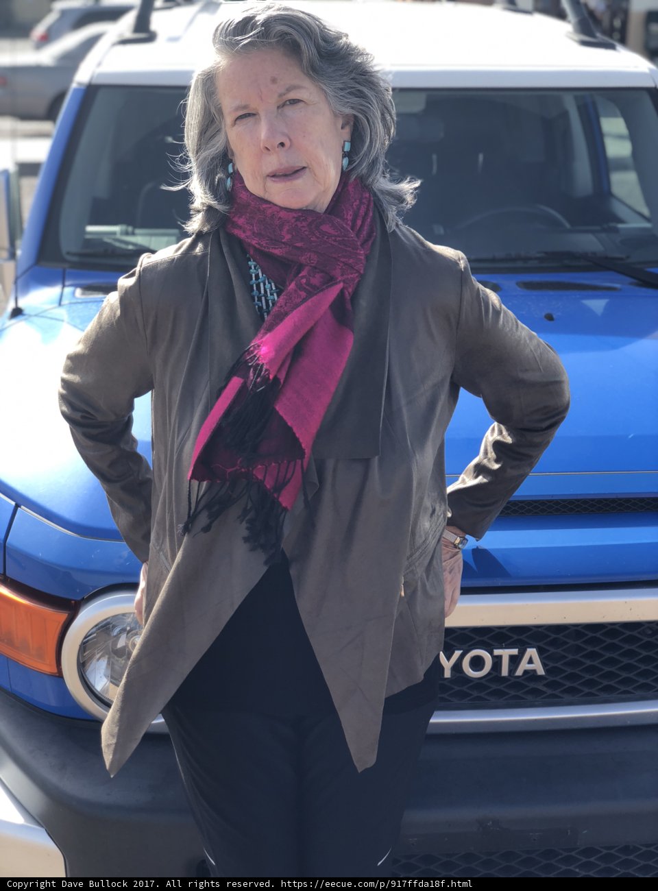 The Lady and her Blue Toyota