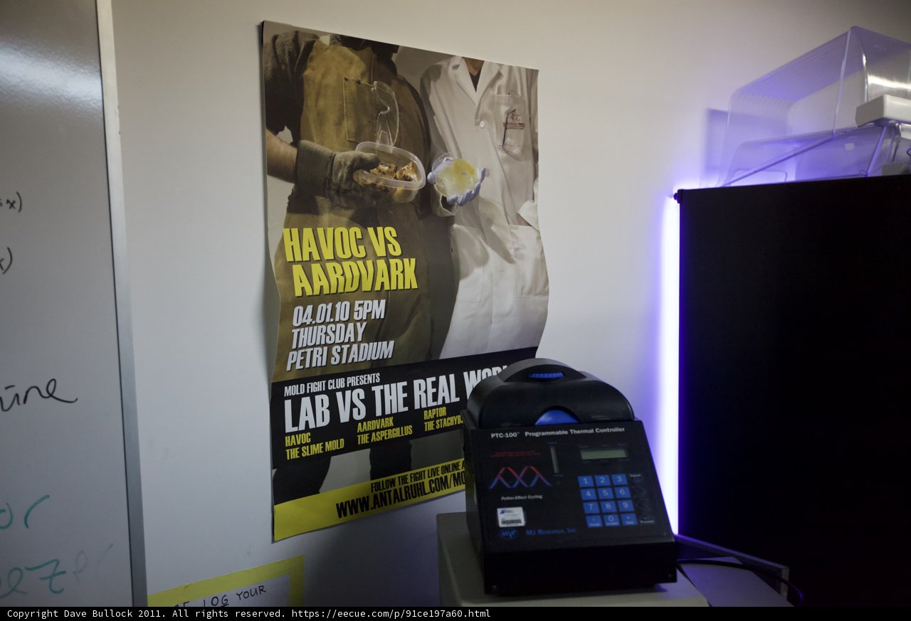 Two Men Admiring Computer Hardware Advertisement on Poster