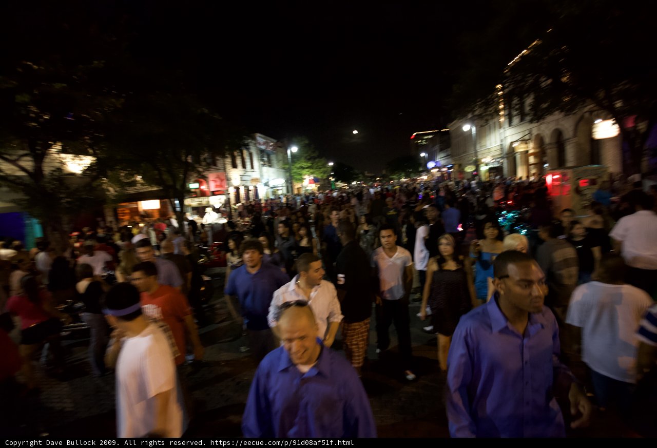 Nighttime Crowd in Austin Metropolis