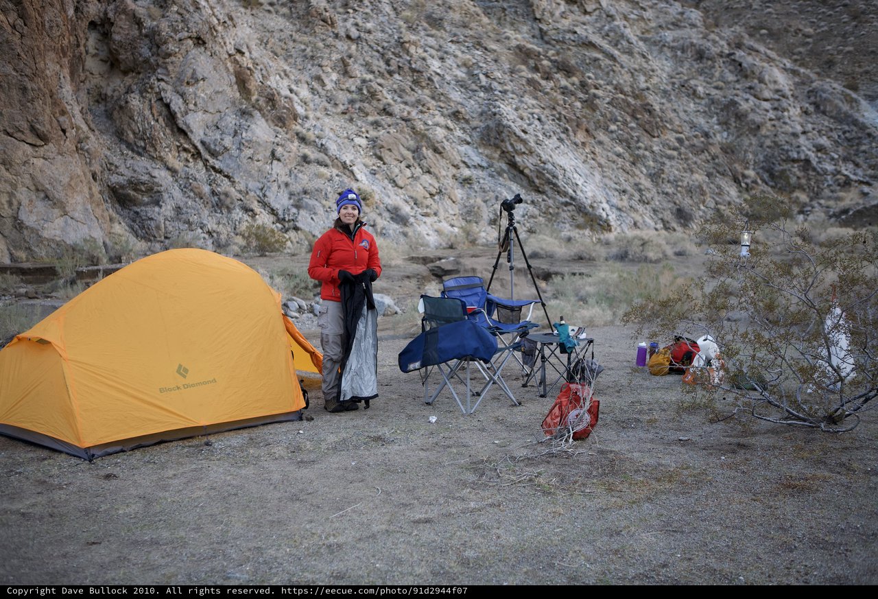 Solo Camper at Death Valley Canyon Campsite