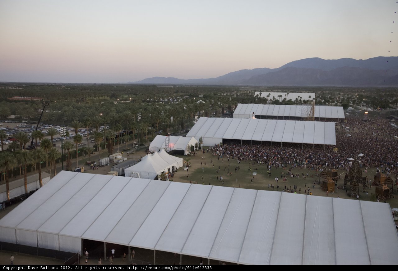 Aerial View of Massive White Tent at Coachella 2012
