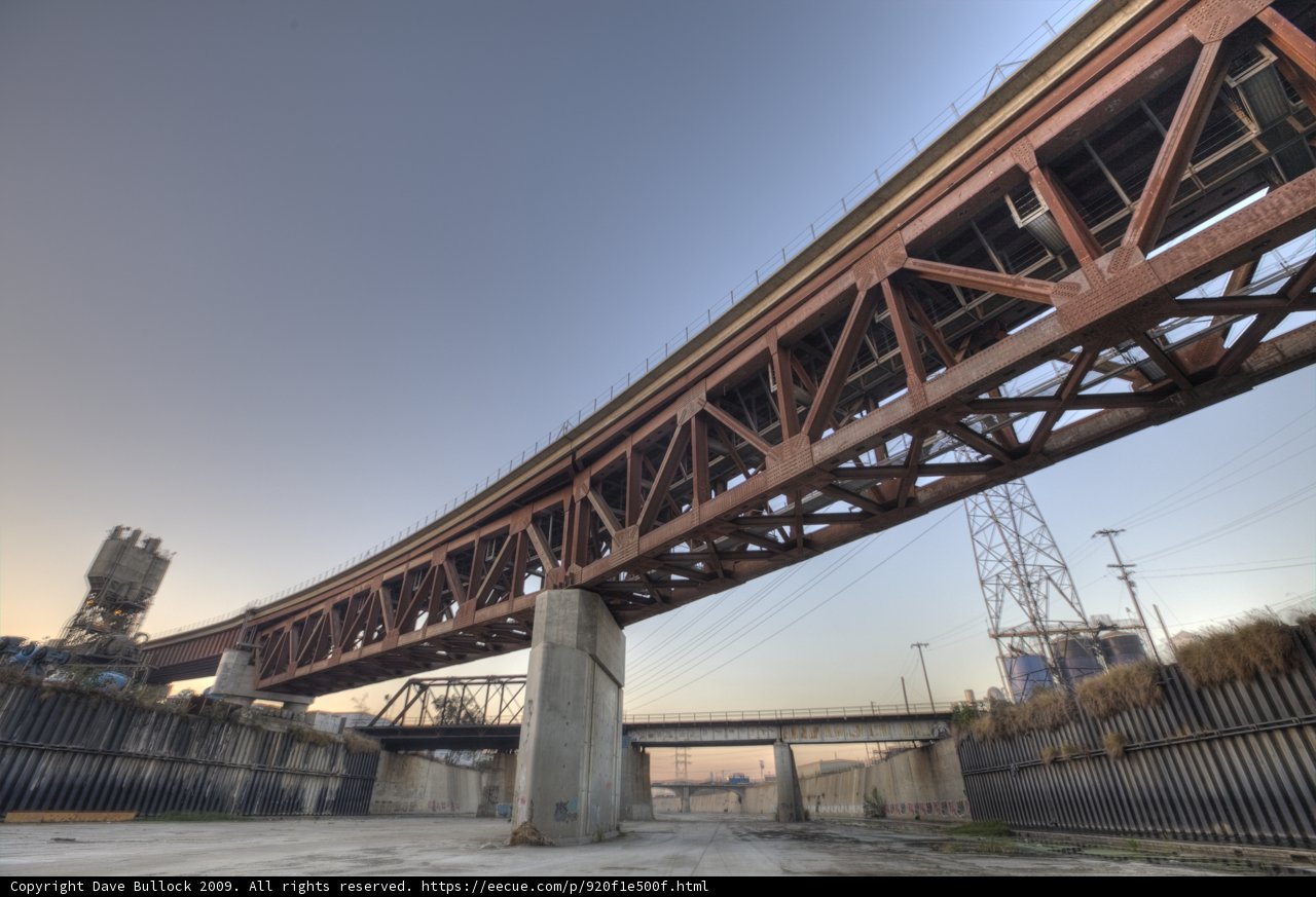 Freeway Overpass Bridge with a Train