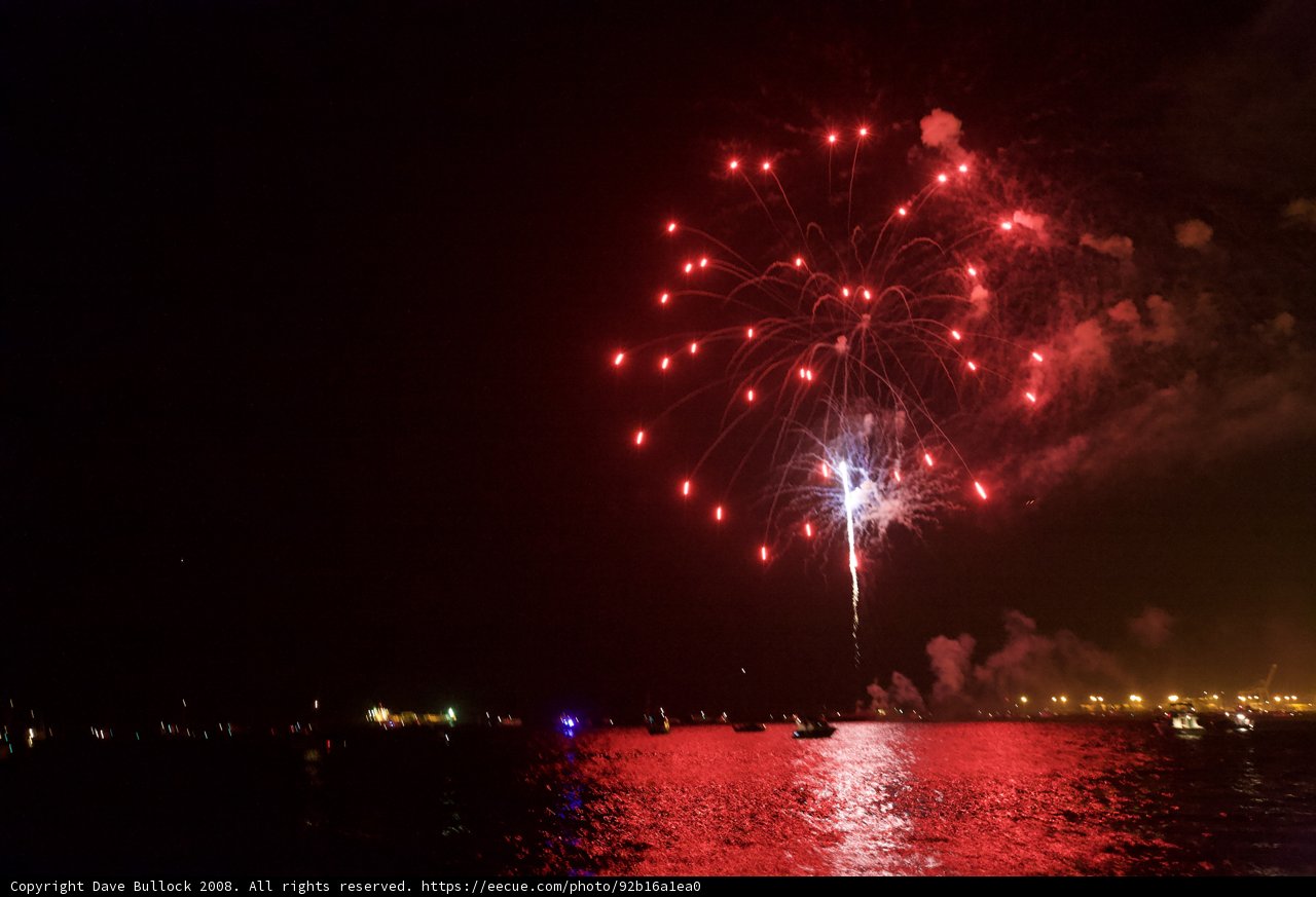 Spectacular Fireworks Display over the Water
