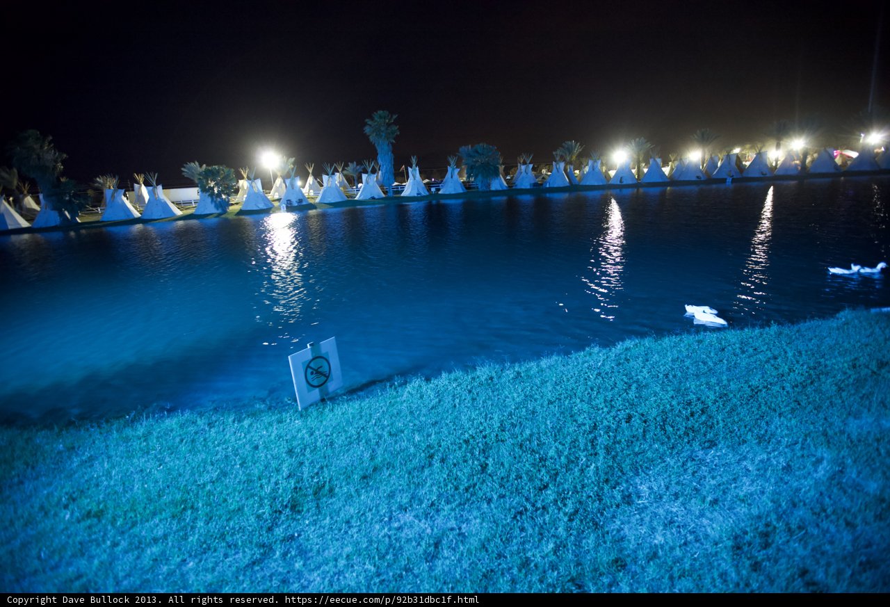 Illuminated Pond at a Resort