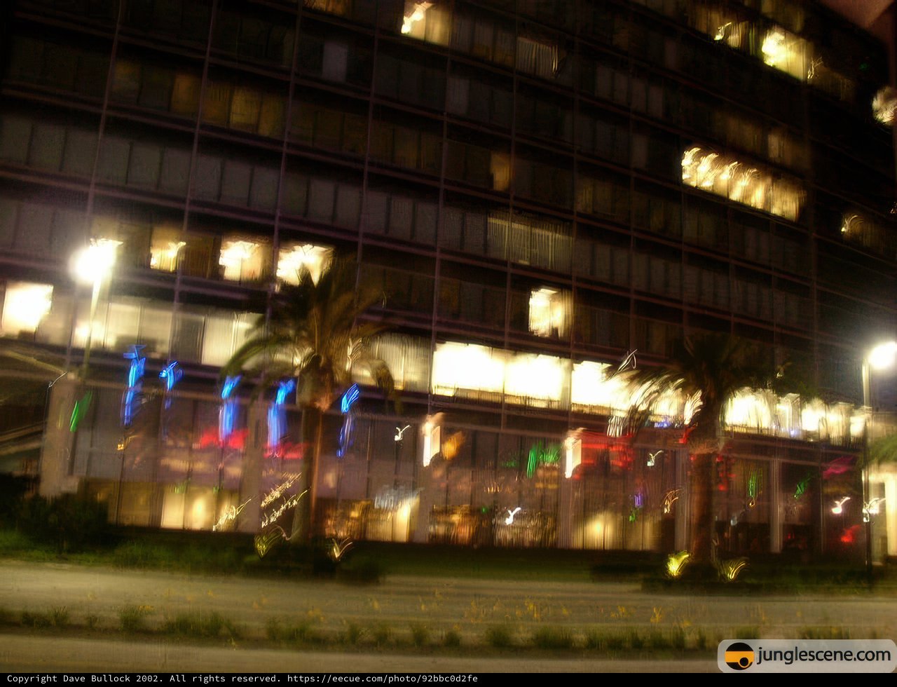 Blurred Nightscape of an Urban Building