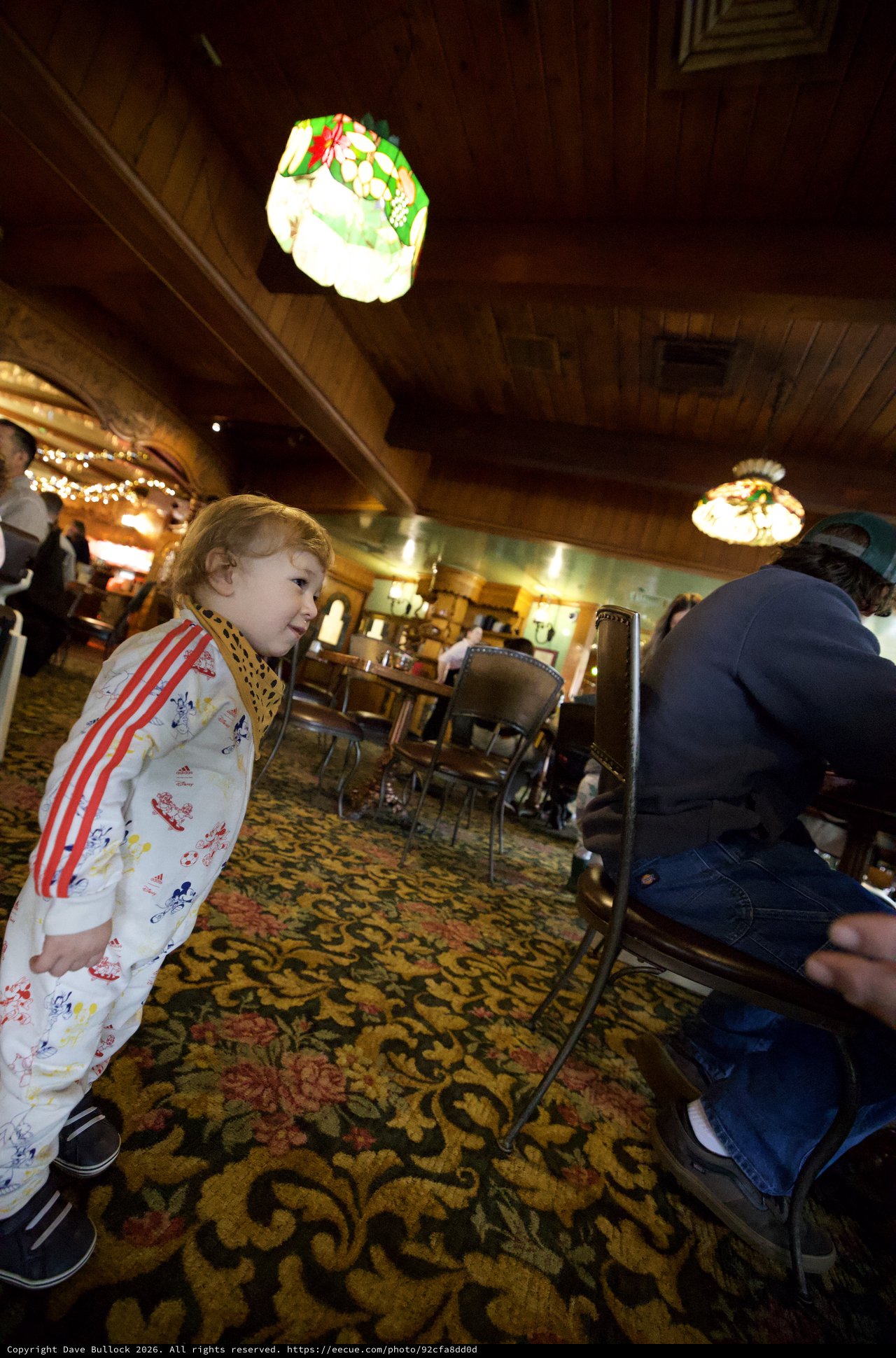Young Child in Pajamas at Madonna Inn Restaurant