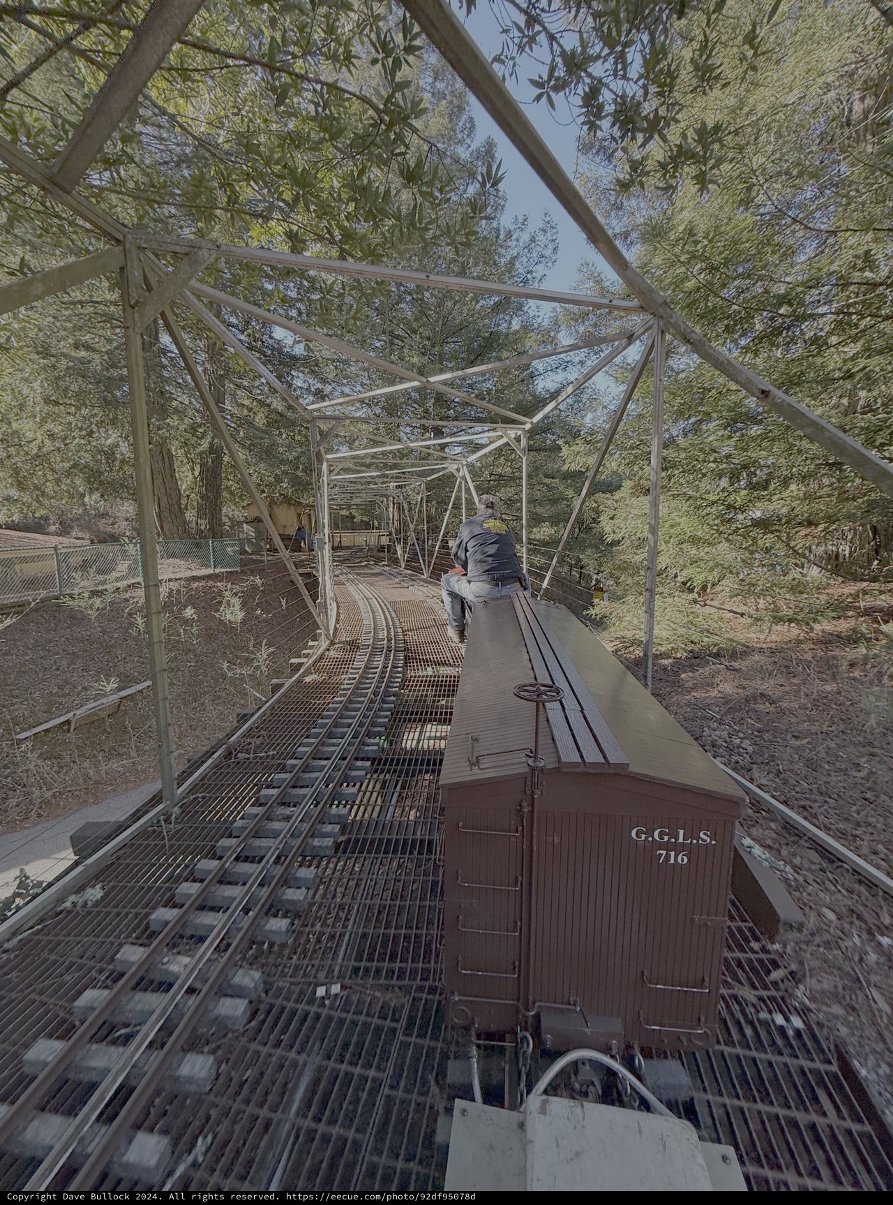 Vintage Train Car Crossing Steel Truss Bridge
