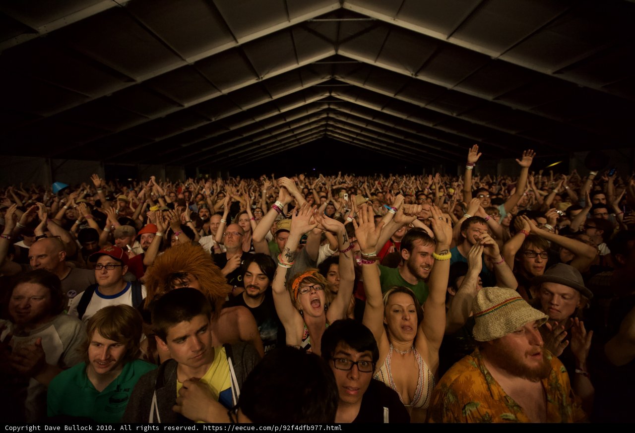 Coachella Concertgoers Raise Their Hands in Tent
