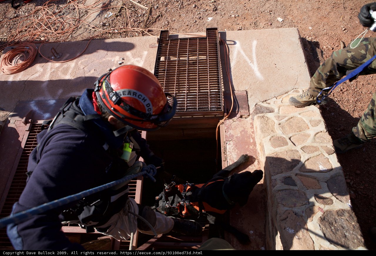 Mine Rescue Mission Worker and Canine Companion
