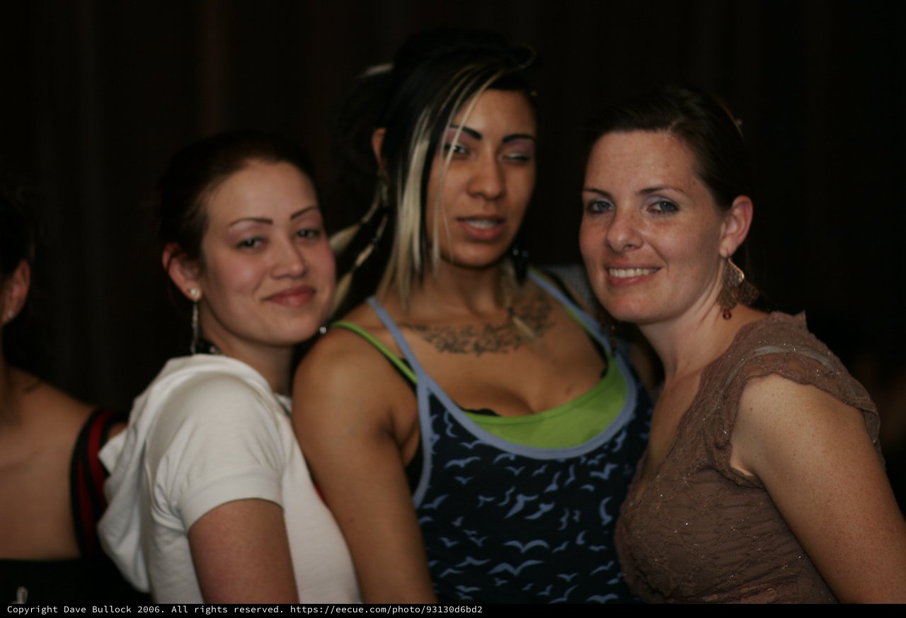 Three Friends Celebrating at a Nightclub Event