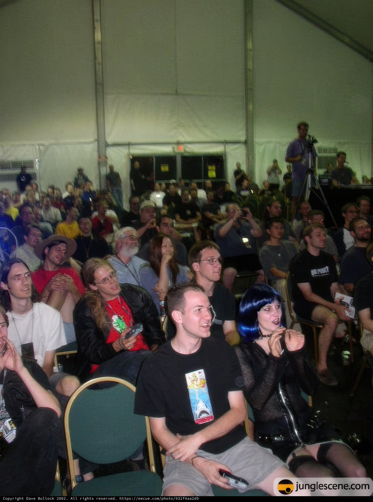Crowd Watches Video in Tent at Defcon 10