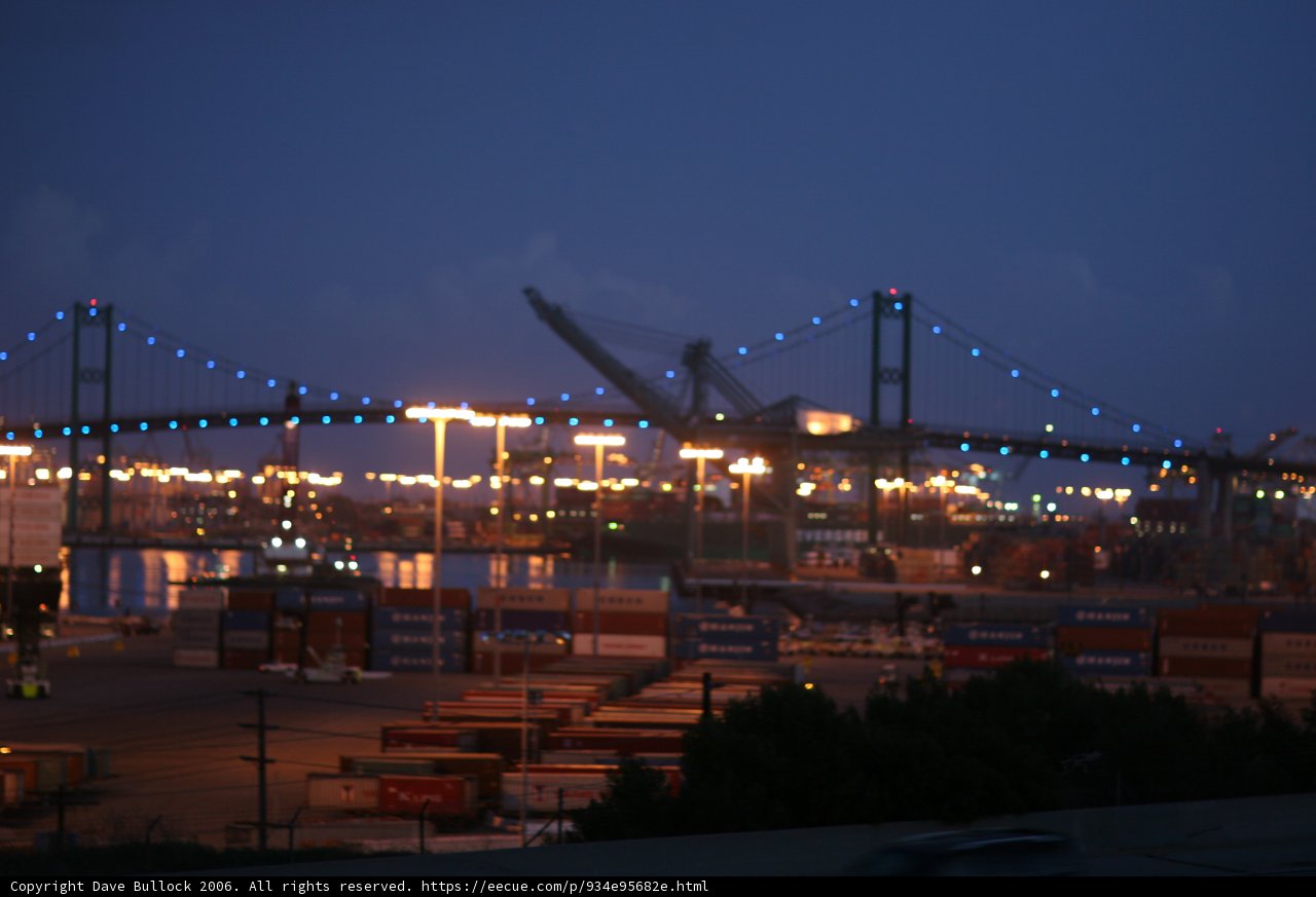 Illuminated Bridge at the Waterfront