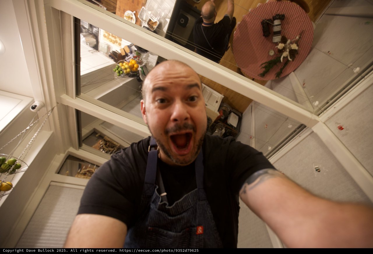 Christmas Morning Kitchen Selfie with Excited Expression