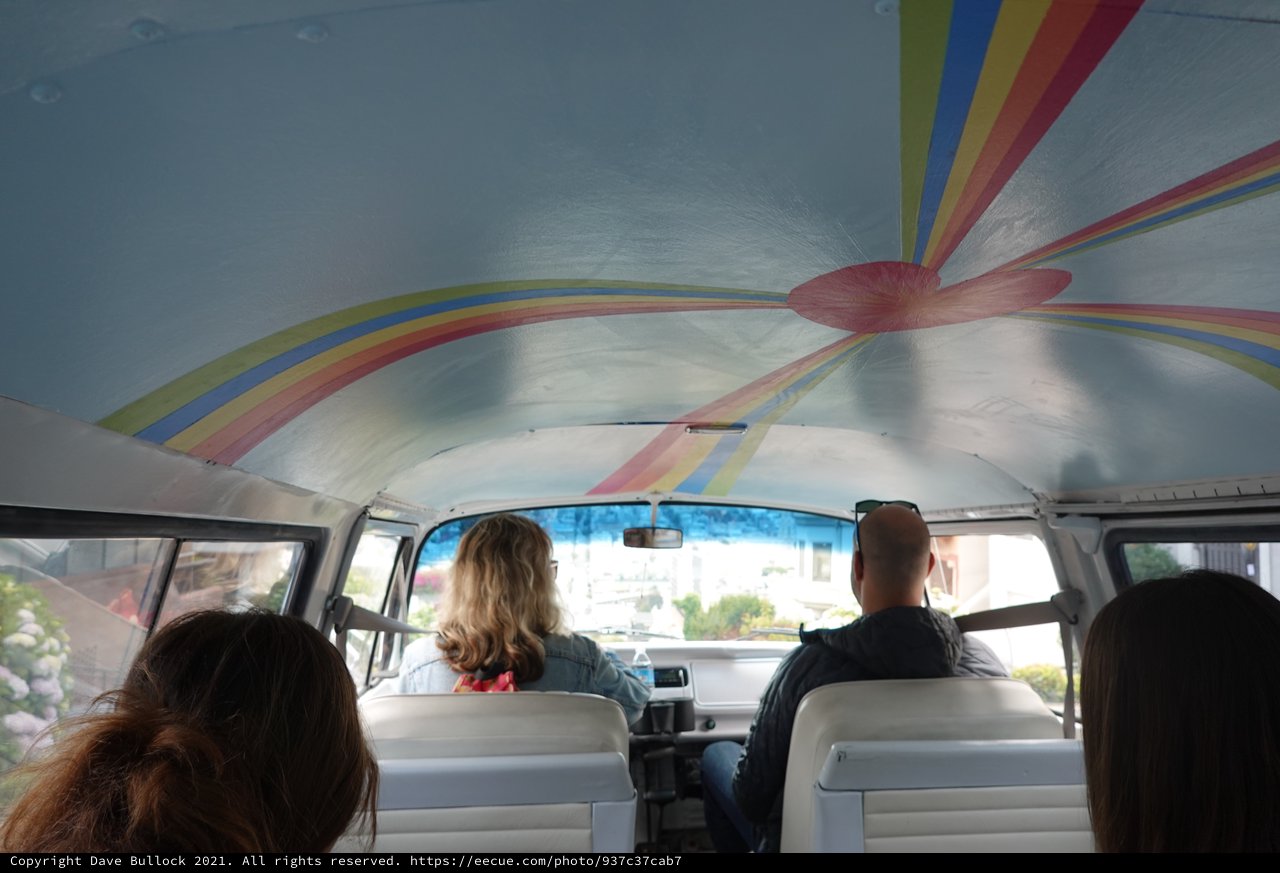 Colorful VW Bus Interior Rainbow Road Trip