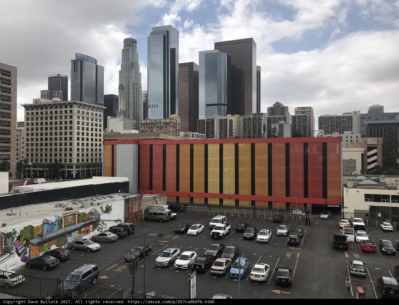 Cityscape with Busy Parking Lot
