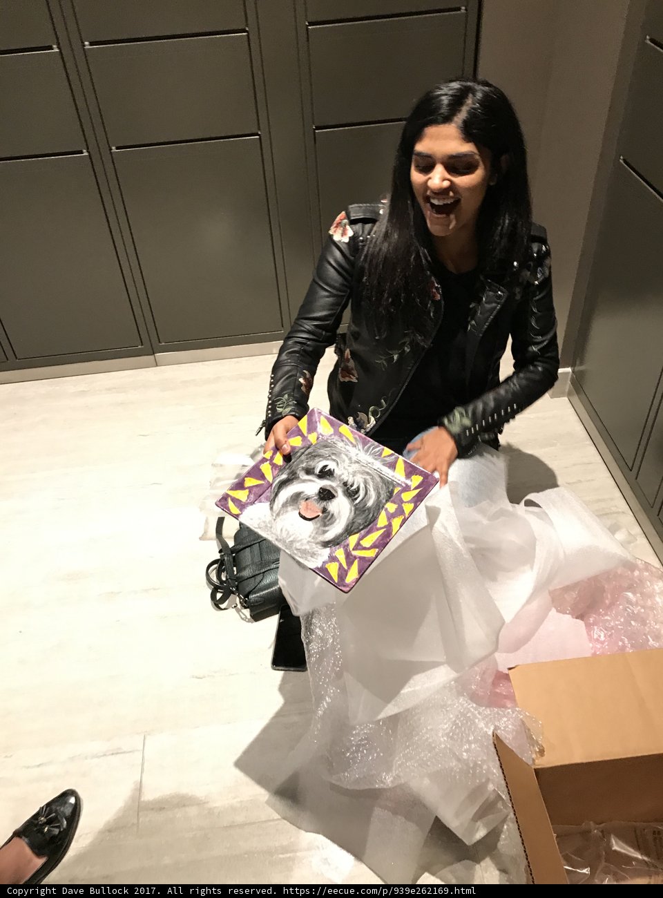 Woman and Dog with Box