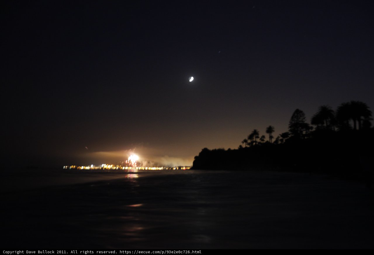 Moon and Venus Reflect in Ocean at Night