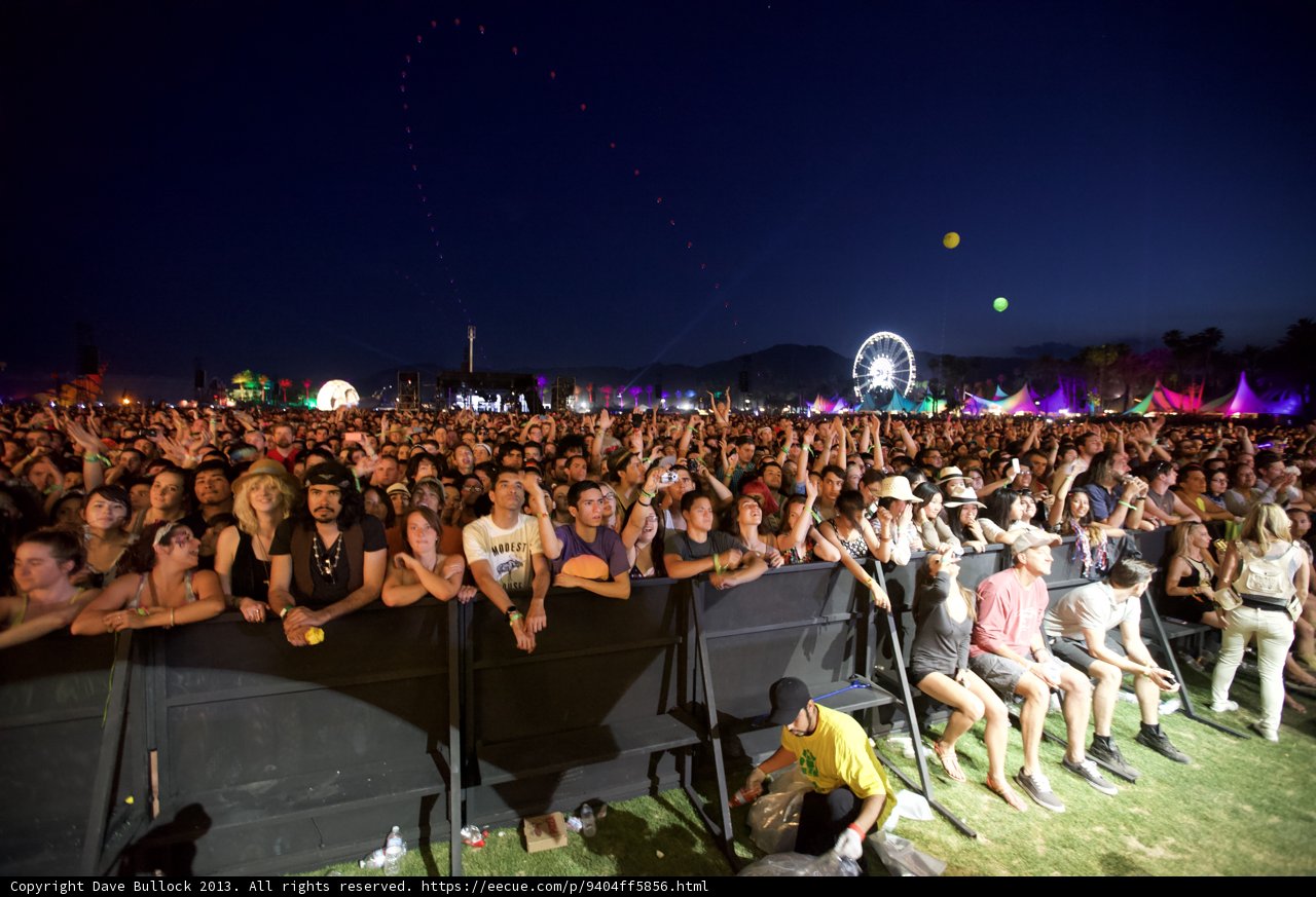 Coachella Crowd Grooving Under the Night Sky