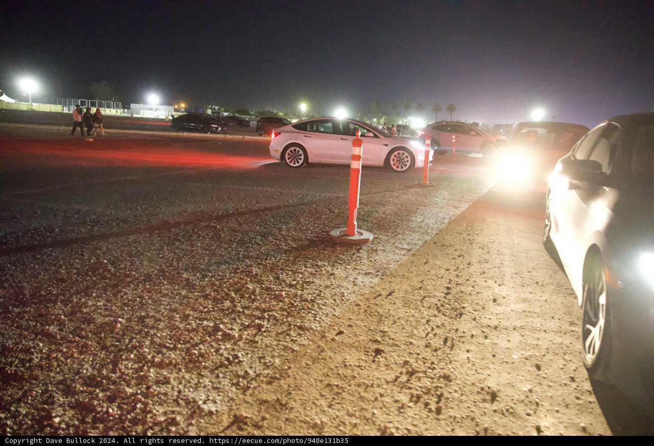 Nighttime Vibes at Coachella 2024: A Festival Parking Lot Scene