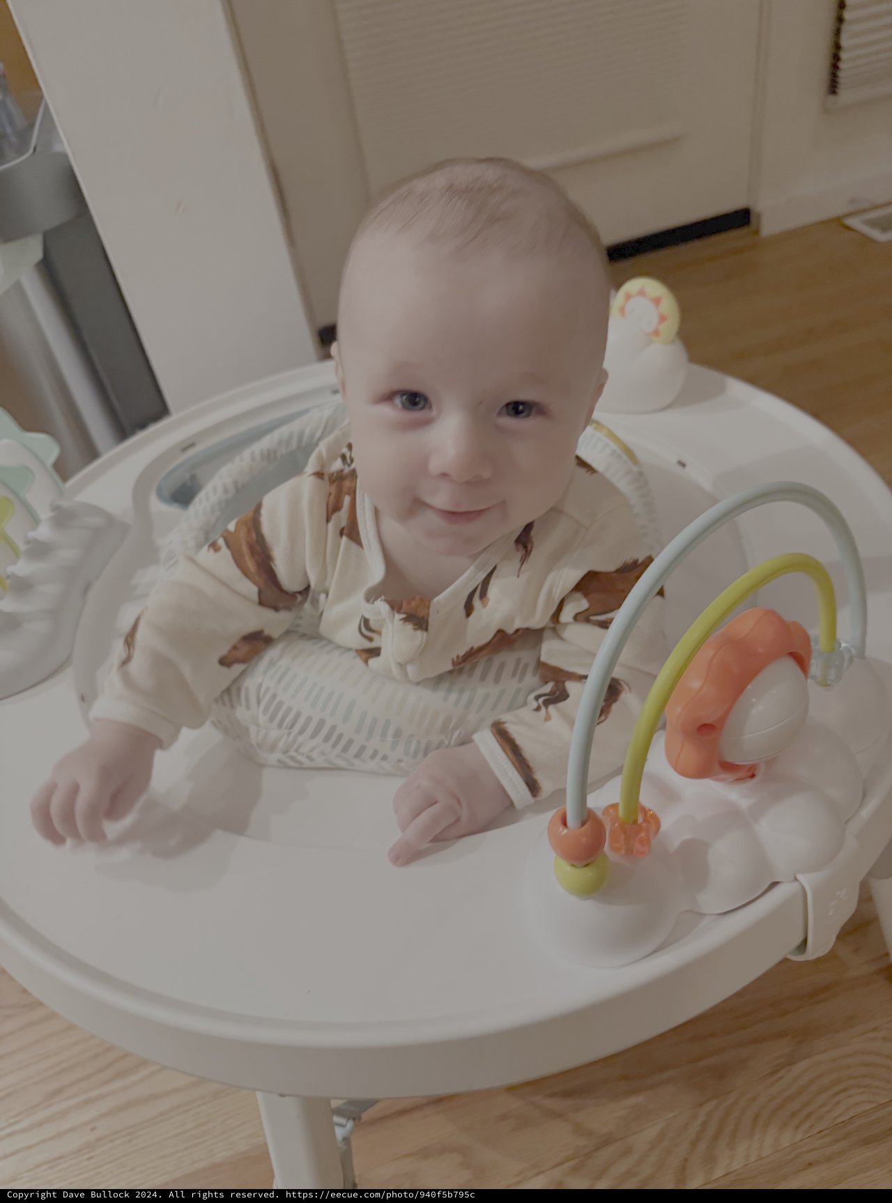 Happy Baby Playing in Activity Walker