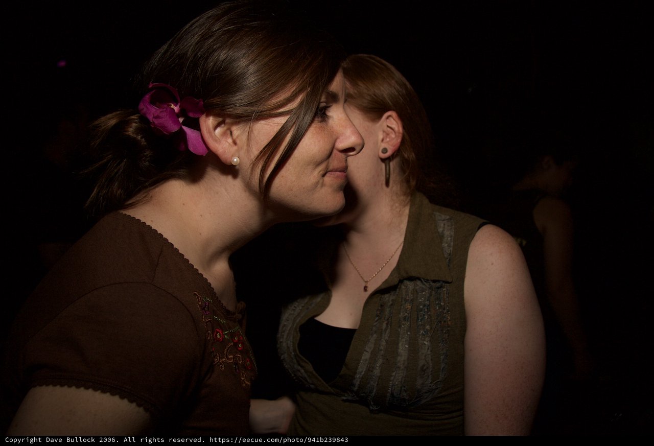 Two Women Share an Intimate Moment at Night Event