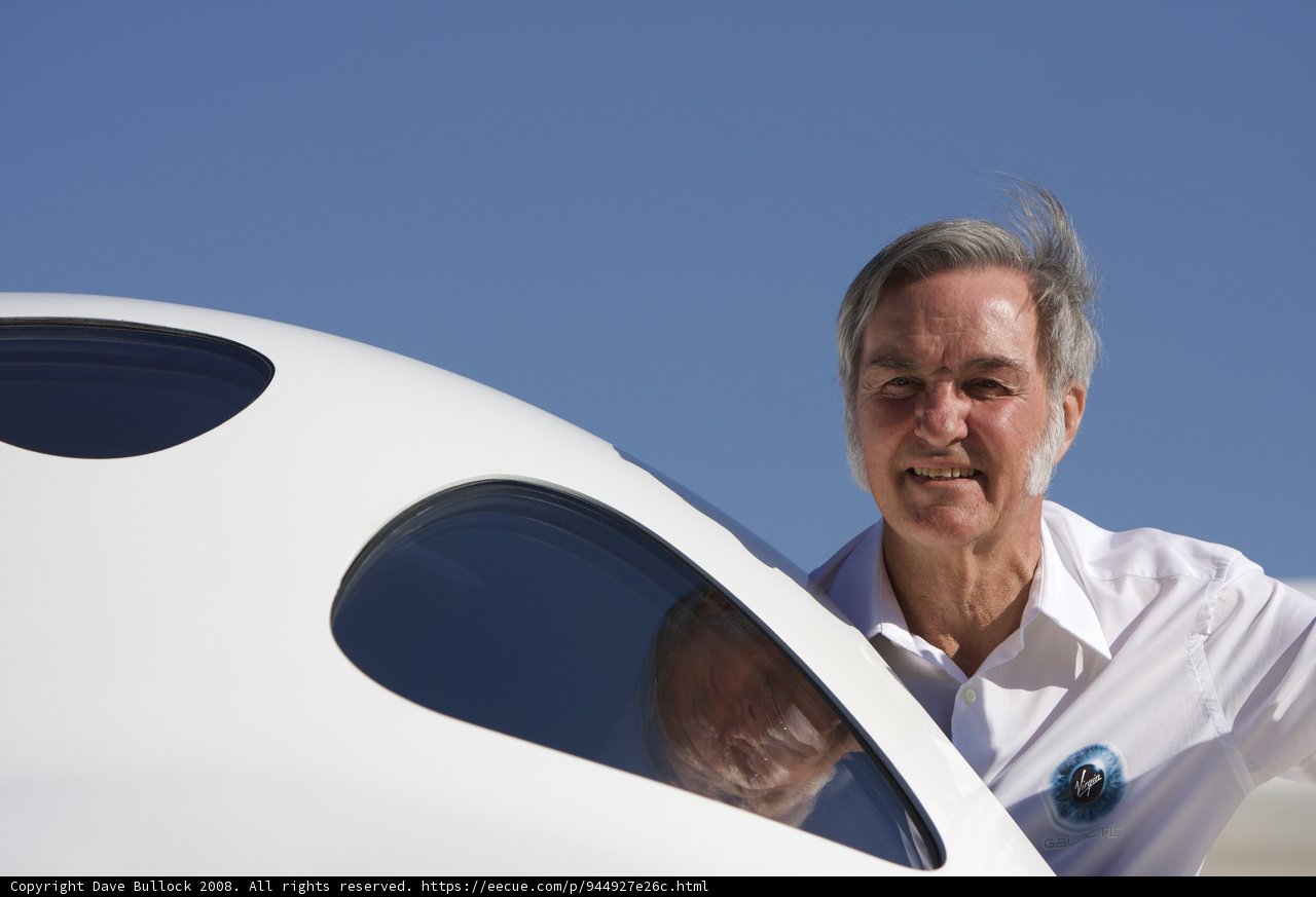Burt Rutan next to White Knight Two