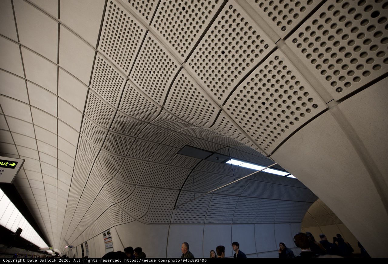 Modern Architectural Ceiling in London Underground Station