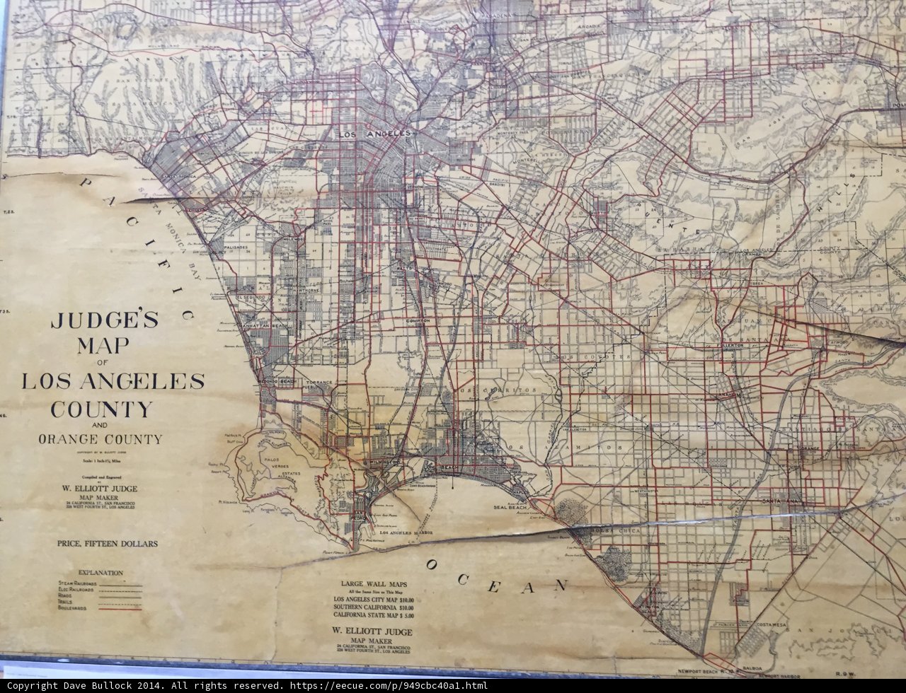 A Vintage Map of Los Angeles County